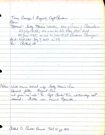 TRUE, George (d. 1837 Rutland) - WALKER Probate
